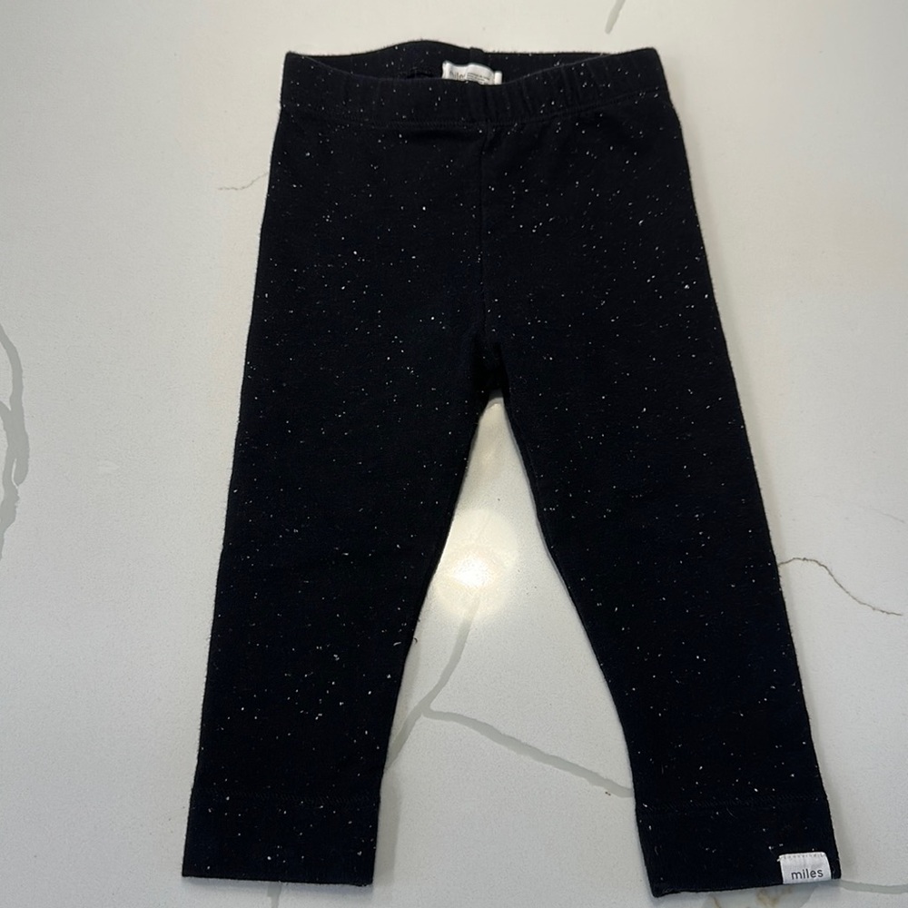Miles baby black leggings with white speckles size 18 months